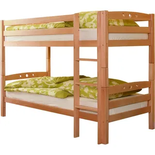 TICAA Etagenbett Lupo 90 x 200 cm Buche lackiert braun