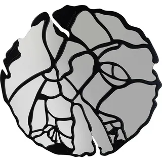 Ambia Home Wandspiegel , Schwarz , Glas, Holzwerkstoff , rund , 100x100x2.5 cm , Garderobe, Garderobenspiegel