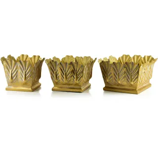 Mondex Blumentopf Marina 2er Set Gold 32/32/20 cm Metall , Goldfarben , 32x20x32 cm , Dekoration, Blumen & Blumentöpfe, Übertöpfe