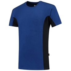 Tricorp 102002 Workwear Bicolor Brusttasche T-Shirt, 100% Gekämmte Baumwolle, 190g/m2, Königsblau-Marine, Größe XS
