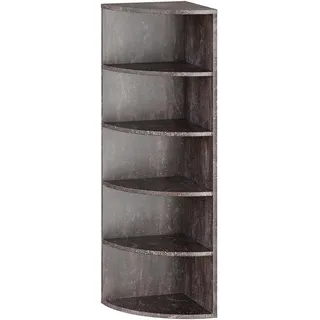 RICOO Eckregal stehend hängend 110 x 33 x 33 Bücherregal Wand WM059-BG Holz Corner Shelf 5 Ablagefächer Wandregal Eck Regal Schweberegal Eckwandregal klein Eckbücherregal Beton-Optik