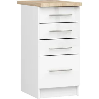 Akord Küchenschrank Oliwia Mit Weißer Hochglanz-Arbeitsplatte 40X46X85 Cm - Weiß