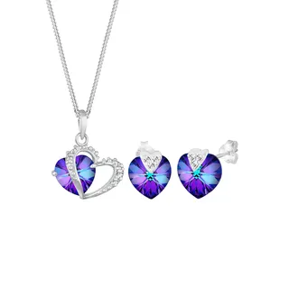 Elli Schmuckset Damen Herzen Anhänger Symbol Liebe elegant mit Kristallen in 925 Sterling Silber
