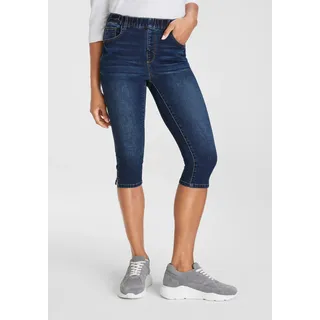 Caprijeans ARIZONA "Ultra-Stretch", Damen, Gr. 34, N-Gr, blau (dunkelblau us), Denim/Jeans, Obermaterial: 74% Baumwolle, 24% Polyester, 2% Elasthan, Basic, skinny fit 3/4-Länge, Jeans Caprijeans, extra-eng geschnittene Beinform, hoher Bund, in Capri-Länge