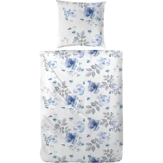 Primera Flowerful Biber blau/hellblau/grau 135 x 200 cm + 80 x 80 cm