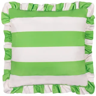 furn. Palm Royale Stripe Ruffle Bedrucktes Outdoor-Kissen mit Polyesterfüllung – Grün – 50 x 50 cm