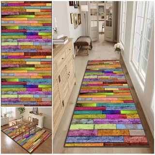WAWFONG Modern Teppichläufer - Teppich Läufer Flur 50 x 150 cm - Teppich Wohnzimmer - Waschbare Teppiche - Innen Außen Fußmatte - Eingangsteppich - Für Vorzimmer Esszimmer Schlafzimmer Küche Korridor