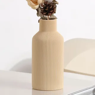 Keramik-Blumenvase, minimalistische, Moderne Bauernhaus-Dekoration, kleine Boho-Vase für Pampasgras, Tisch, Regal, Bücherregal, Kaminsims, Eingangsdekoration und Tafelaufsätze (20,3 cm, Beige)