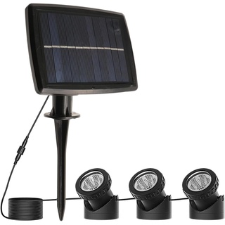 Solar Spotlight Licht,SUAVER Wasserdicht Strahler LED Außen Unterwasser Scheinwerfer Solar-Gartenleuchte Landschafts beleuchtung für Garten, Brunnen, Terrasse, Liegewiese (Typ 3-weiß)