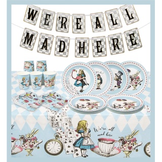 Talking Tables Alice in Wonderland Decorations and Party Tableware for 16 Guests | Mad Hatter Bunting, Plates, Napkins, Cups, Table Cover for Birthday, Baby Shower, Book Day”