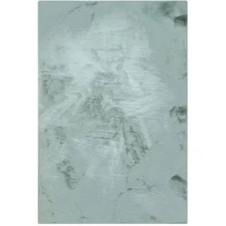 benuta Nest Kunstfell-Teppich Dave Mint 80x150 cm , Mintgrün , Textil , Beton Optik , Rechteckig , 80x150 cm , wasserabweisend , Teppiche und Böden, Teppiche