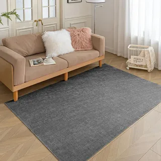 HARESLE Kurzflor Teppich Grau-60x120cm, Waschbar Teppich Wohnzimmer, rutschfest Kleine Teppiche Schlafzimmer, Dünner Wohnzimmerteppich, Weich Teppiche für Kinderzimmer Bettvorleger Küchen(Dunkelgrau)