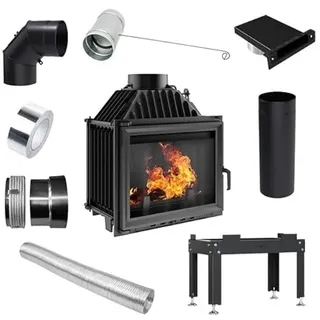 KRATKI Kamineinsatz Gusseisen Maja 8kW Holzofen Ø200 BImSchV 2 EEK A | Kamineinsatz aus Gusseisen, schwarz, 80,1% Wirkungsgrad, Ecodesign, Aschekasten