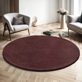 the carpet Teppich "kuschelig & Super Soft, Anti-Rutsch Unterseite," rund 16 mm Höhe Waschbar bis 30 Grad, Felloptik, Wohnzimmer Teppich, Kundenliebling, bordeaux