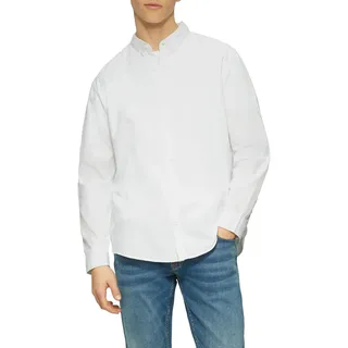 Langarmhemd QS, Jungen, Gr. XXL, N-Gr, weiß, Twill, Obermaterial: 100% Baumwolle, unifarben, regular fit normal, ohne Ausschnitt, Manschette, Hemden Langarmhemd, mit Manschetten