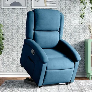 Möbel Relaxsessel mit Aufstehhilfe Blau Samt - Loungesessel 3204310 - Blau