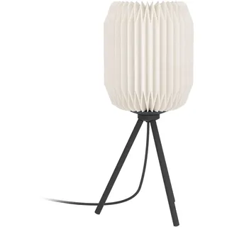 EGLO Stativ Tischlampe Belgrave, Nachttischlampe Japanisch aus Metall in Schwarz und Papier in Weiß, Zimmer Deko Schlafzimmer, FSC, Dreibein Tischleuchte mit E27 Fassung