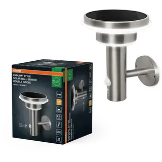 Osram ENDURA Style Solar LED Außenwandleuchte Schwarz, Bewegungs- & Lichtsensor, 3 Modi, IP44, modernes Design für Garten & Terrasse