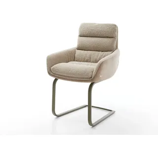 DELIFE Freischwinger Abelia-Flex mit Armlehnen Materialmix Schlamm Freischwinger flach Effektfinish Titan - Braun, Beige