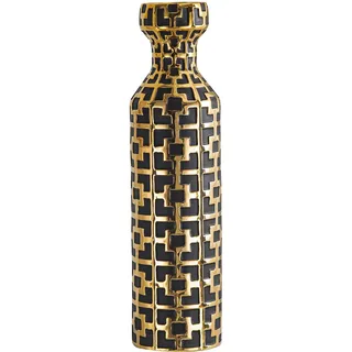 NewSangXia Schwarze Bodenvase mit Goldmustern - 62 cm Keramik-Vase für Innen/Außen, Große Bodenvasen Modern (Einzelvase)