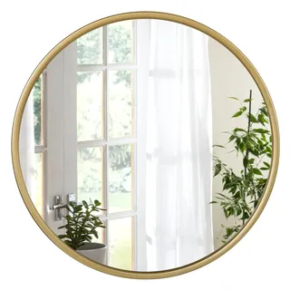 Woltu Runder Wandspiegel 50 x 50 cm Gold