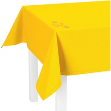 LILENO HOME Tischdecke abwaschbar [140x280cm] in Gelb - Gesäumte Polypropylen Gewebe Tischdecke wasserdicht mit Fleckschutz