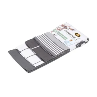 Gözze - Geschirrtuch-Set, 4-teilig, 100% Baumwoll-Jacquard-Stoff, hohe Materialdichte (200 g/m2), 50 x 70 cm Anthrazit