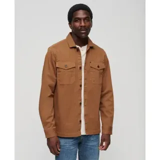 Superdry für Herren. M4010683A Fischgräten-Overshirt Merchant Store braun (XL), Lässig, Baumwolle, Langarm