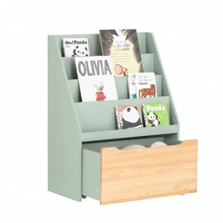 SoBuy Kinderregal Grün-Natur 62 x 80 x 30 cm Holzwerkstoff braun