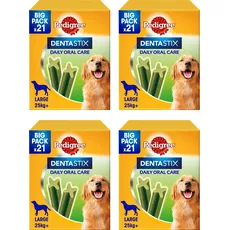 Pedigree Dentastix Fresh 84 Snacks für die Mundhygiene (großer Hund > 25 kg) 810 g 21 Stück - 4 Packungen à 21 Stück (84 Stück insgesamt)