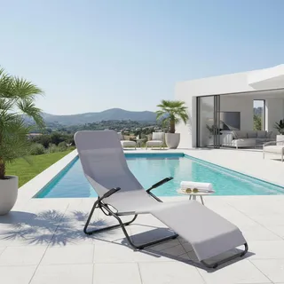 Siena Garden Gartenliege , Anthrazit, Hellgrau , Metall, Textil , 72.5x103.5x144 cm , wetterfest, wetterbeständig, klappbar , Gartenmöbel, Gartenliegen, Sonnenliegen