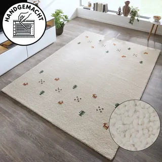 Wollteppich THEKO "Gabbeh Motiv, Handgefertigt, Teppich, Tiermotiv, reine Wolle" Gr. 3, beige (natur), B:120cm H:14mm L:180cm, Wolle, Teppiche, Wollteppich, reine Wolle, Wohnzimmer, Schlafzimmer, Esszimmer