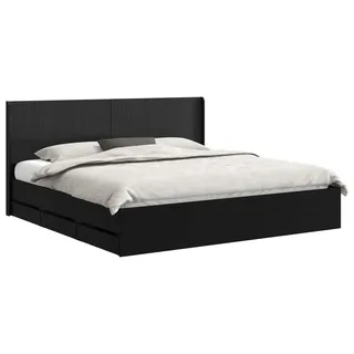 vidaXL Bettgestell mit Stauraum und Kopfteil Schwarz 200 x 200 cm - Schwarz
