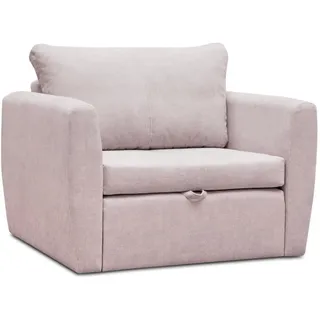 Schlafsessel LUNA, Rosa, Loungesessel mit Bettfunktion, Bettkasten, Veloursstoff - Rosa
