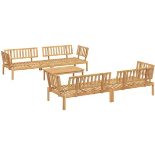 5-tlg. Garten-Sofagarnitur aus Paletten Massivholz Akazie - Braun, Bunt