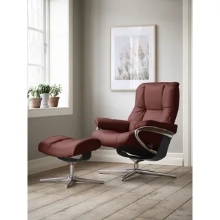 Stressless® »Mayfair« Set, Relaxsessel mit Hocker, mit Hocker, mit Cross Base, Größe S, M & L, Holzakzent Schwarz rot