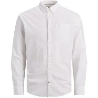 JACK & JONES Oxford Langarmhemd - White / Slim Fit Freizeithemd