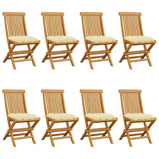 vidaXL Gartenstuhl 47 x 60 x 89 cm teakholz/cremeweiß 8 St.