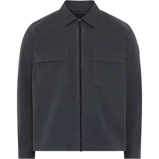 Langarmhemd BOSS ORANGE "Lorum", Herren, Gr. M, N-Gr, dunkelblau406, Web, Obermaterial: 100% Baumwolle, unifarben, oversize normal, Rundhals, Manschette mit Druckknopf, Hemden Langarmhemd, Overshirt, Reißverschluss, Oversize Fit