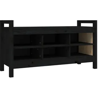 Flurbank Schwarz 110x40x60 cm Massivholz Kiefer - Schwarz