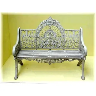 Casa Padrino 2er Gartenbank - Vintage Schmiedeeisen Bank - Grau