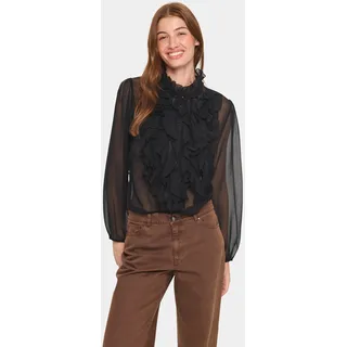 Saint Tropez Rüschenbluse »LiljaSZ Crinkle LS Shirt« Regular fit, Chiffon, Rüschen