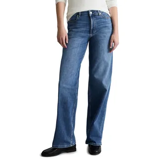 Weite Jeans MARC O'POLO DENIM, Damen, Gr. 30, Länge 32, blau (medium blau), Denim/Jeans, Obermaterial: 94% Baumwolle, 4% Elastomultiester, 2% Elasthan, weit lang, Jeans Weite Jeans, Model Tomke wide aus weichem Organic-Cotton-Stretch