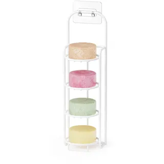 SpaceAid 4-stöckiger Shampoo-Stangenhalter für Dusche, selbstentleerender Seifenhalter, Caddy für Badezimmer, Wand und Küchenspüle, Shampoo-Bar-Geschirrregal, Edelstahl-Seifenhalter (weiß)