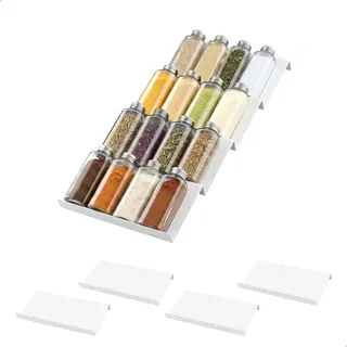 Gewürz Organizer Schublade,Gewürzregal Schublade,Patchworkable Gewürzschublade,Gewürztreppe,Leiter Organizer Gewürze,Spice Rack Organizer für Küche, Theke, Schublade,Gewürztreppe 4 Stück,Weiß