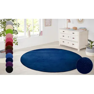 HANSE Home Teppich »Shashi« rund 8,5 mm Höhe Kurzflor, Unifarben, Teppich, Weich, Esszimmer, Kinderzimmer, Flur, blau