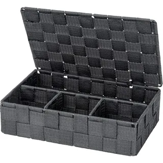 Wenko Aufbewahrungskorb Adria mit Deckel 26 x 7,5 x 17 cm grau