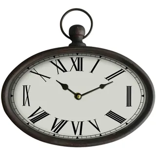 Ambia Home Wanduhr , Braun, Schwarz, Beige , Holz, Metall, Glas, Papier , Tanne , 27x5x29 cm , RoHS, Ce , Dekoration, Uhren, Wanduhren