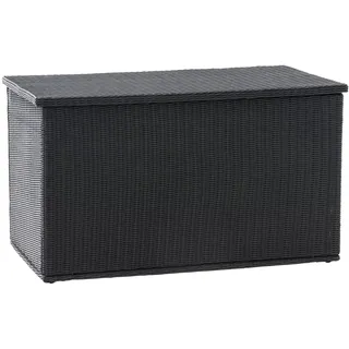 In And OutdoorMatch Rattan Aufbewahrungsbox Raymundo - 129 x 57 x 59 cm Schwarz - Gartenkissenbox - Wasserdicht - Mit Deckel - Für drinnen & draußen - Gartenbox - Schwarz