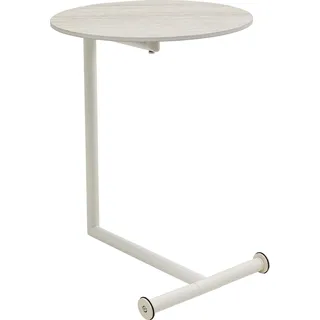 Kare Design Beistelltisch Easy Living, Greige, 46cm Durchmesser, Couchtisch, Travertinstein Optik, Stahlgestell, Modern, Rund, Wohnzimmer